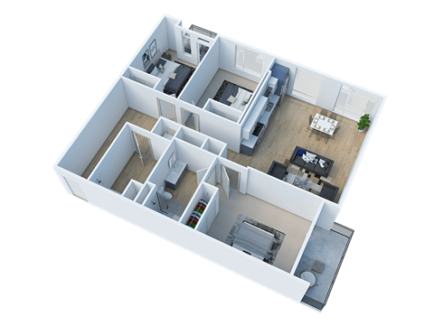 Floor plan for 3 beds, 2 baths, 1326 sqft